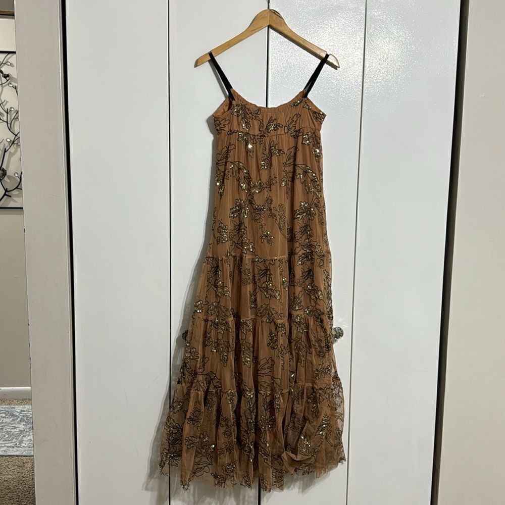 Anthropologie Maeve Sequined Tulle Maxi Dress Size XXS - Picture 6 of 14